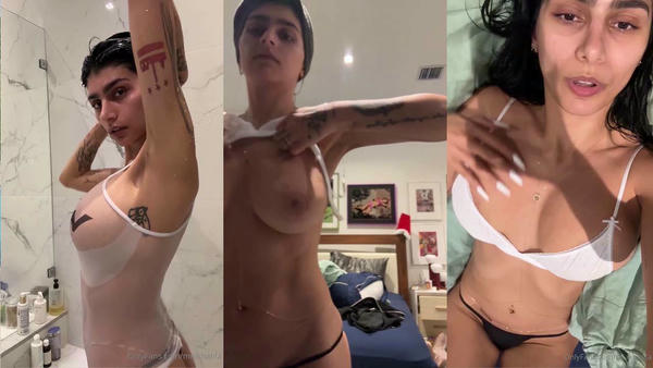 Mia Khalifa Naked Teases in Shower Strip Show